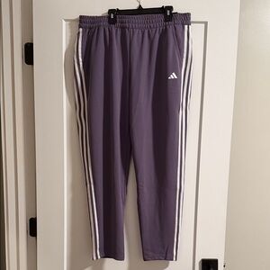 Adidas Womens Lavender Joggers with White Stripes